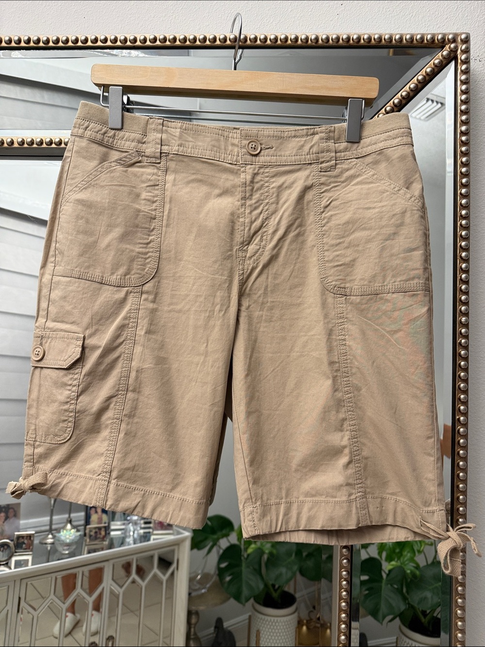 St. John's Bay Khaki Cargo Drawstring-Hem Shorts